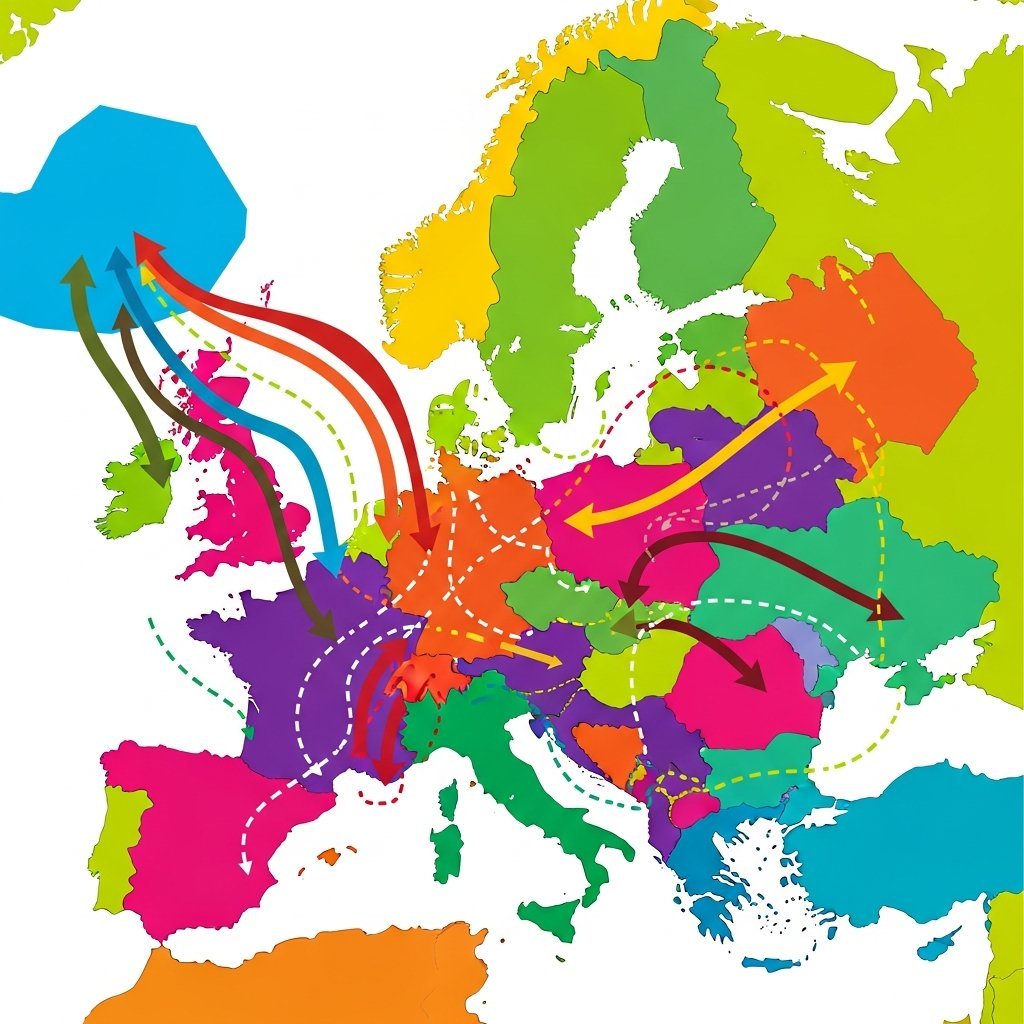 유럽 8개국 지도와 관세 부과 관계를 보여주는 인포그래픽