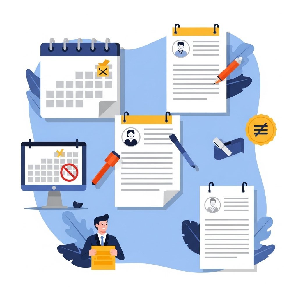 달력과 서류 제출을 표현하는 일러스트, 기한 연장과 신청 절차를 상징하는 이미지